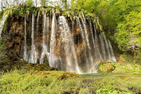 The Veliki Prstavac waterfall in Plitvice Lakes National Park, Croatia, Europe