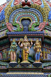 Detail of the facade of the Sri Maha Mariamman Temple, Hindu temple, Silom Road, Bangkok, Thailand,