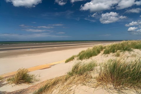 Dunes on the beach of Leffrinckoucke on the Côte d'Opale or Opal Coast, France, Europe