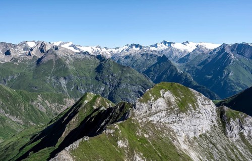 Mountain panorama with Großvenediger, mountain landscape with mountain peaks of the Venediger