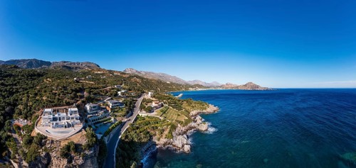 Drone image, coastal landscape near Plakias, south coast, Crete, Greece, Europe