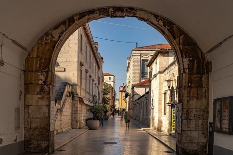 Alley in the old town centre of Zadar, Croatia, Europe