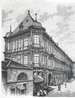 The Electoral Palace of Mainz, former city residence of the Archbishops of Mainz in Mainz in 1890,