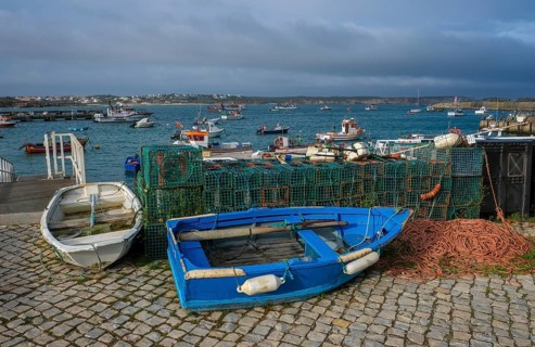 Sagres, Algarve, Portugal - Colourful fishing boats in the fishing port of Sagres