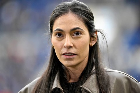 DAZN sports presenter Ann-Sophie Kimmel portrait, PreZero Arena, Sinsheim, Baden-Württemberg,