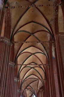 Vaults from the side aisle of St Nicholas' Church, late Gothic brick building, built between 1381