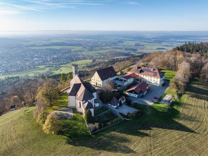 Aerial view of the 983 metre high Dreifaltigkeitsberg in the district of Spaichingen with the