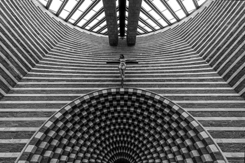 Chiesa di San Giovanni Battista, interior view, architect Mario Botta, Mogno, near Fusio,