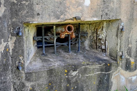 Old gun in Fort de Vaux, French fortress from the First World War, Verdun battlefield, First World