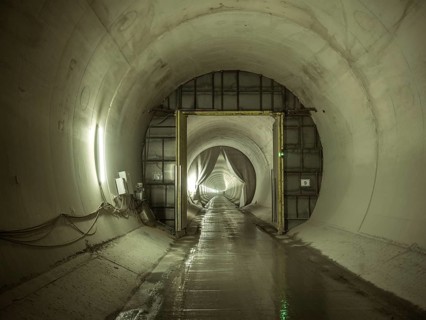 Completed tunnel section in construction lot H41, Brenner Base Tunnel, Zenzendorf, Tyrol, Austria,