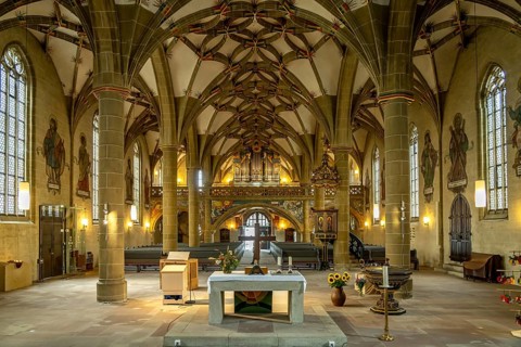 Interior of the Protestant town church in Bad Wimpfen, Kraichgau, Baden-Württemberg, Germany,
