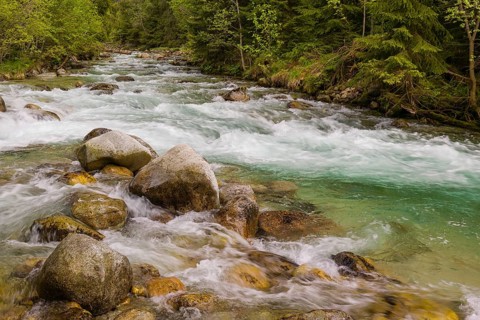 Fast flowing water, River Bela near Prbylina, Slovakia, Europe