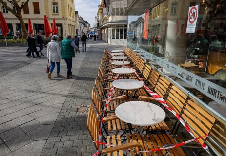 Krefeld, North Rhine-Westphalia, Germany - Krefeld city centre in times of the corona crisis during