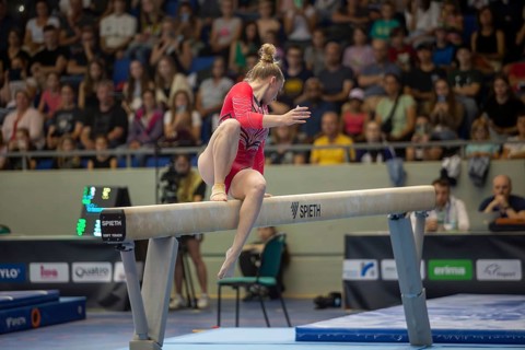 Olympic qualification in apparatus gymnastics in Rüsselsheim Picture: Karina Schönmaier on the