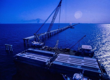 Oil industry in the Ras Tanura area, Saudi Arabia, offshore pier under construction 1979, Asia