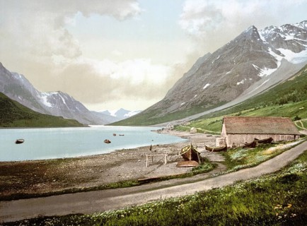 In Ulsfjorden, Ullsfjorden, Kjosen, Norway, View from 1885, Historical, digitally restored
