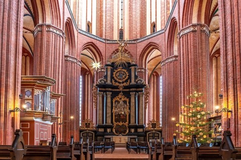 Interior of the church of St Nikolai in the Hanseatic city of Wismar, Mecklenburg-Western