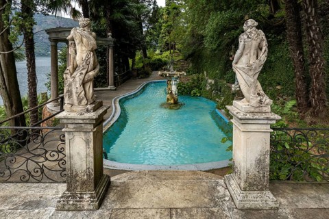 Roman fountain, Fontana Romana, Scherrer Park, Parco Scherrer, Morcote, Lake Lugano, Lago di