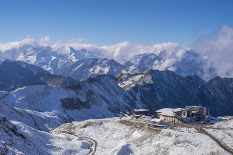Hoefatsblick station on the Nebelhorn behind the Hoefats, 2259m, Allgäu Alps, Allgaeu, Bavaria,