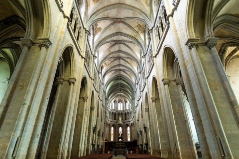 Saint-Antoine l'Abbaye labeled Les Plus Beaux Villages de France. Interior of the Abbey Church