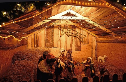 Europe, Germany, Lower Saxony, Hamburg Metropolitan Region, Buxtehude, Christmas, Christmas cot,
