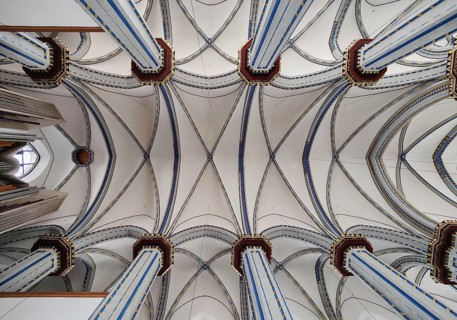 View of the ribbed vault of the Namen-Jesu-Kirche, Bonn, North Rhine-Westphalia, Germany, Europe