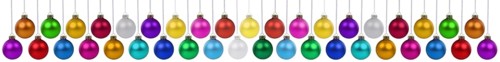 Christmas baubles with Christmas decorations banner colours collection many baubles decoration
