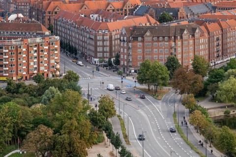 View from Vor Frelsers Kirke to Torvegade and the Amagerbro Vest neighbourhood, Copenhagen,