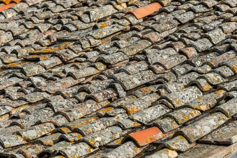 Old roof tiles, roof, old, moss, texture, background, graphic, building, dilapidated, surface,