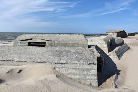 Bunker, Botonbunker of the Atlantic Wall in Denmark on the beach of Jutland