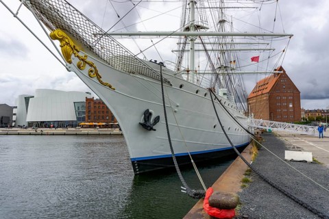 The former sail training ship Gorch Fock I, in the harbour of the Hanseatic city and UNESCO World