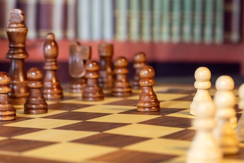 Close-up of a chess set