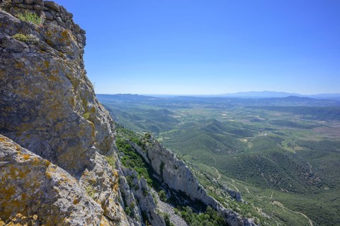 View from the Cathar castle of Quéribus, Cucugnan, Département Aude, France, Europe