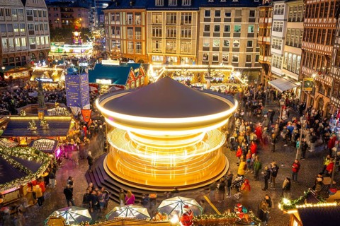 The carousel on the Römerberg turns. The Frankfurt Christmas Market was officially opened on 25