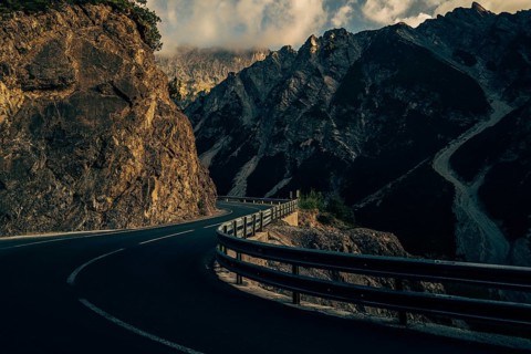 Hahntennjoch pass road in Tyrol in Lechtal, Austria, Europe