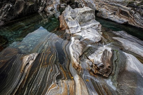 Rocks, rock structures, clear water, Verzasca River, near Lavertezzo, Verzasca Valley, Valle