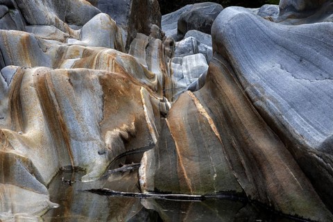 Rocks, rock structures, Verzasca River, near Lavertezzo, Verzasca Valley, Valle Verzasca, Canton