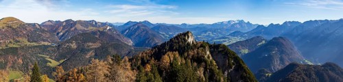 View from Schwarzer Berg to Gschirrwand and Lammertal, Golling, Osterhorngruppe, Salzburg province,