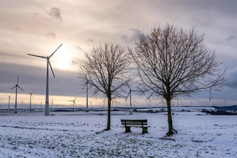 Wind farm, north of Lichtenau, self-proclaimed energy town, over 190 wind turbines and over 1200