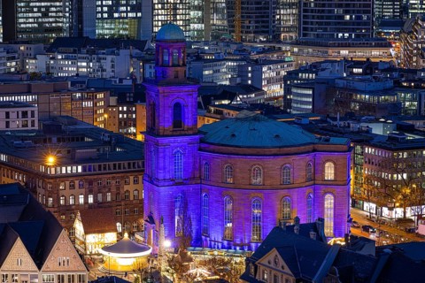 St Paul's Church in Frankfurt am Main will be illuminated in blue in the middle of the Christmas