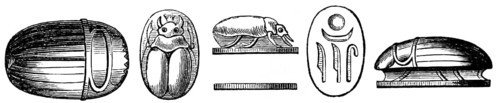 Scarabs or lucky beetles, used as lucky charms, jewellery and burial objects since antiquity,