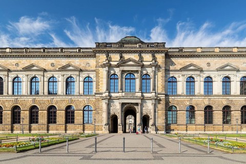 Semperbau of the Zwinger from Theatre Square, Dresden, Saxony, Germany, Europe