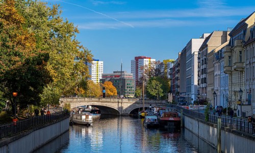 Boats and ships on the Fischerinsel, Berlin, Germany, Europe