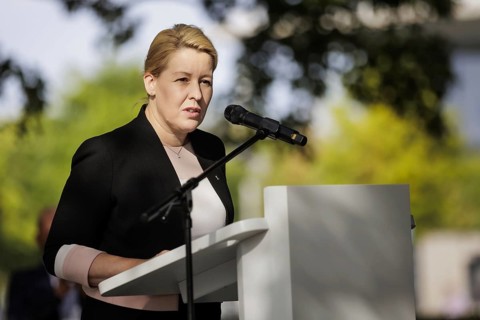 Franziska Giffey, Governing Mayor of Berlin, pictured at a commemorative event to mark the