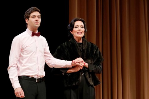 Katja Weitzenböck as Maria Callas and Béla Meinberg at the photo rehearsal for Meisterklasse at the
