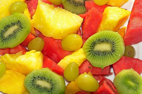 Fruit salad made from various fruits, Venice, Italy, Europe