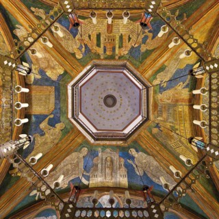 St. Maria and Clemens, view from the lower church through the opening to the ceiling of the upper