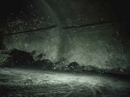 Debris after a blast, tunnel section in construction lot H53, Brenner Base Tunnel, Wolf, Tyrol,