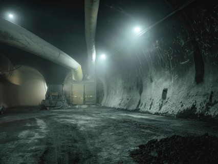 Debris in a tunnel section in construction lot H41, Brenner Base Tunnel, Zenzendorf, Tyrol,