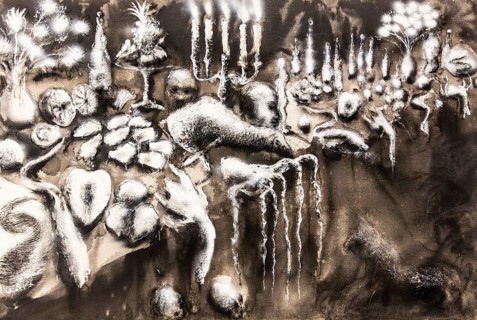 Die Wechselfaelle des Lebens, 2022 Mixed media on canvas, Exhibition Miquel Barcelo, Vida y Muerte,